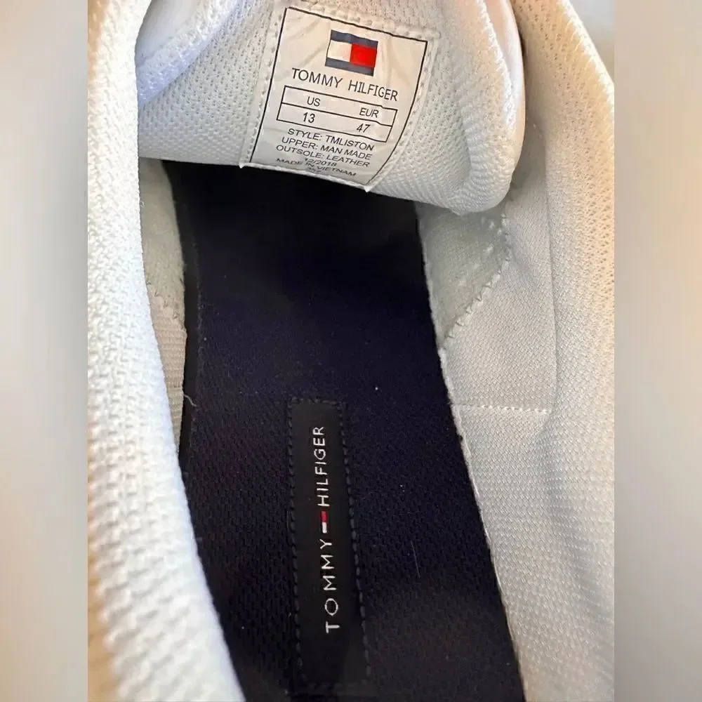 Tommy Hilfiger Men’s Sneakers – White Leather Low Top Size 13